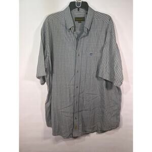 Timberland Men's Short Sleeved Button Down Blue White Plaid Shirt Size XL